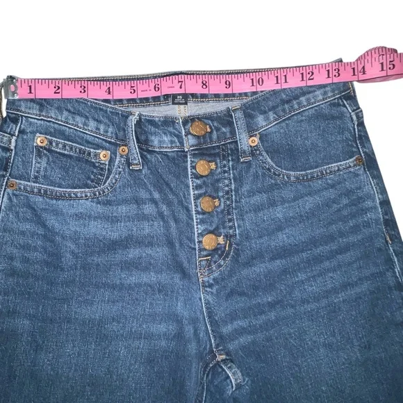 J. Crew Mid-Rise Flare Crop Dark Wash Button Fly Jeans size 25 - Picture 5 of 11